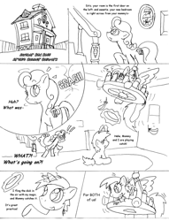 Size: 976x1280 | Tagged: safe, artist:conner cogwork, carrot top, derpy hooves, dinky hooves, golden harvest, pegasus, pony, carrot top's garden, female, mare, monochrome