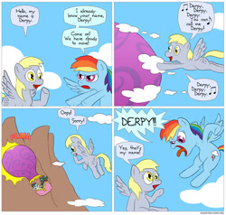Size: 850x809 | Tagged: safe, artist:fadri, derpy hooves, rainbow dash, pegasus, pony, comic:and that's how equestria was made, comic, female, mare