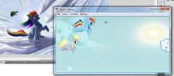 Size: 919x405 | Tagged: safe, artist:thexiiilightning, derpy hooves, rainbow dash, pegasus, pony, female, flash, game, mare