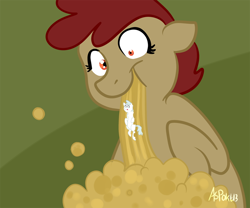 Size: 700x583 | Tagged: safe, artist:chubbyjam, oc, oc only, oc:coke pony, food pony, original species, comic, fetish, mentos, mentos and diet coke, micro, single panel, vomit, vore, wheeeee