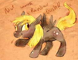 Size: 444x346 | Tagged: safe, artist:lanceleppot, derpy hooves, pegasus, pony, female, mare, quote, solo