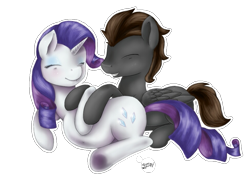 Size: 969x727 | Tagged: safe, artist:shady-bush, rarity, oc, oc:greywing, pony, unicorn, canon x oc, pregnant, rariwing, shipping, smiling