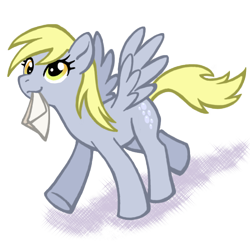 Size: 680x680 | Tagged: safe, artist:nukascrue, derpy hooves, pegasus, pony, female, letter, mail, mare, mouth hold