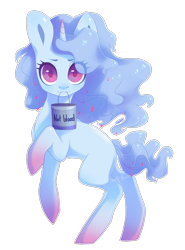 Size: 1158x1566 | Tagged: safe, artist:shady-bush, oc, pony, unicorn, bucket, female, mare, mouth hold, simple background, solo, transparent background