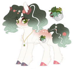 Size: 1280x1218 | Tagged: safe, artist:shady-bush, oc, oc only, earth pony, pony, colored hooves, deviantart watermark, female, flower, flower in hair, mare, obtrusive watermark, simple background, solo, transparent background, watermark