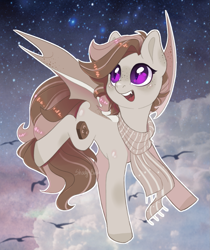 Size: 1121x1333 | Tagged: safe, artist:shady-bush, oc, oc:toffee, bat pony, pony, clothes, female, mare, scarf, solo