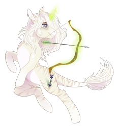 Size: 1361x1453 | Tagged: safe, artist:shady-bush, oc, pony, unicorn, arrow, bow (weapon), bow and arrow, female, magic, mare, simple background, solo, transparent background, weapon