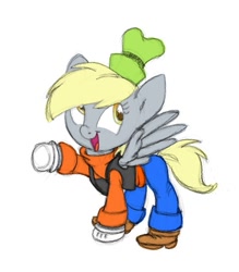 Size: 569x650 | Tagged: safe, artist:carnifex, derpy hooves, pegasus, pony, clothes, costume, female, goofy, mare