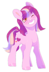 Size: 898x1332 | Tagged: safe, artist:shady-bush, oc, earth pony, pony, female, mare, one eye closed, simple background, solo, transparent background, wink