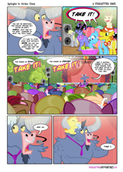 Size: 1500x2100 | Tagged: safe, artist:pixelkitties, bon bon, carrot cake, cheerilee, cup cake, derpy hooves, iron will, lily, lily valley, lyra heartstrings, pound cake, pumpkin cake, sweetie drops, pegasus, pony, comic, dexter, female, mare, parody