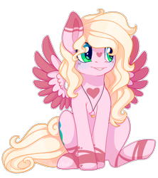 Size: 1048x1179 | Tagged: safe, artist:shady-bush, oc, oc only, oc:hanalea, pegasus, pony, female, mare, simple background, sitting, solo, transparent background, two toned wings, white outline, wings