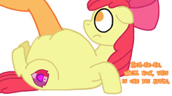 Size: 1024x575 | Tagged: safe, artist:jamesawilliams1996, apple bloom, applejack, earth pony, pony, apple blob, belly, big belly, fat, overweight, stuffed