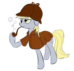 Size: 1373x1325 | Tagged: safe, derpy hooves, pegasus, pony, bubble, cape, clothes, female, hat, mare