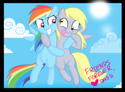 Size: 1600x1178 | Tagged: safe, artist:thex-plotion, derpy hooves, rainbow dash, pegasus, pony, female, friendshipping, mare