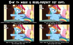 Size: 935x575 | Tagged: safe, artist:jamesawilliams1996, edit, edited screencap, screencap, fluttershy, rainbow dash, pegasus, pony, maud pie (episode), belly, big belly, fat, fat edit, rainblob dash, step by step, tutorial