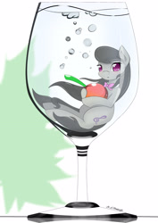 Size: 2400x3394 | Tagged: safe, artist:zzvinniezz, octavia melody, earth pony, pony, cherry, cocktail, cup of pony, micro, solo, surreal