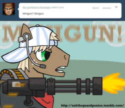 Size: 1280x1100 | Tagged: safe, artist:asktheguardponies, animated, ask, asktheguardponies, heavy weapons guy, minigun, team fortress 2