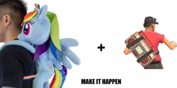 Size: 2000x1000 | Tagged: safe, derpibooru import, rainbow dash, pegasus, pony, backpack, exploitable meme, make it happen, meta, scout, team fortress 2