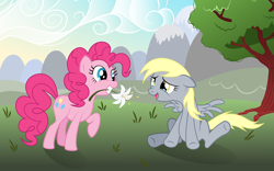 Size: 1920x1200 | Tagged: safe, artist:epi-centric, derpy hooves, pinkie pie, pegasus, pony, female, mare, sad