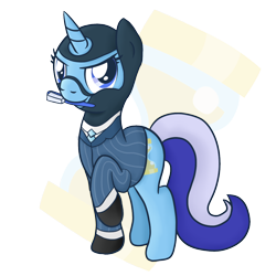 Size: 1100x1100 | Tagged: safe, artist:captainbritish, minuette, mask, mouth hold, solo, spy, team fortress 2, toothbrush