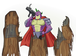 Size: 1024x756 | Tagged: safe, artist:stupjam, spike, dragon, beefspike, parody, soldier, team fortress 2