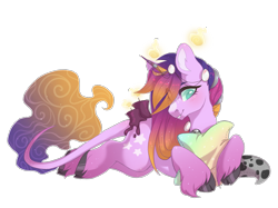 Size: 1881x1410 | Tagged: safe, artist:shady-bush, oc, original species, female, mare, pillow, prone, scented pony, simple background, solo, transparent background