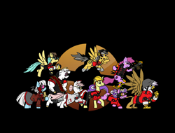 Size: 6312x4800 | Tagged: safe, artist:redhairedgentleman, berry punch, berryshine, bulk biceps, daring do, flim, gilda, nurse redheart, photo finish, screwball, sunshower raindrops, griffon, absurd resolution, roid rage, team fortress 2