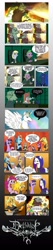 Size: 1070x5040 | Tagged: safe, artist:kapalsky, applejack, derpy hooves, discord, fluttershy, pinkie pie, princess celestia, princess luna, rainbow dash, rarity, spike, twilight sparkle, zecora, alicorn, dragon, earth pony, pegasus, pony, unicorn, zebra, comic, dethklok, dethklop, female, mane seven, mare, metal, metalocalypse