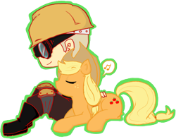 Size: 483x381 | Tagged: safe, artist:cakedoom, artist:cakegun, derpibooru import, applejack, earth pony, pony, engineer, team fortress 2