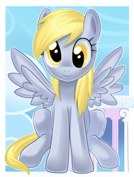 Size: 1400x1850 | Tagged: safe, artist:feli, derpy hooves, pony, sitting, solo