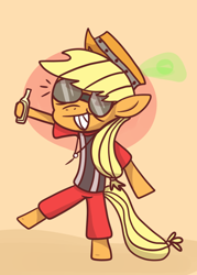 Size: 500x700 | Tagged: safe, artist:rotomagent479, derpibooru import, applejack, earth pony, pony, crossover, demoman, solo, team fortress 2