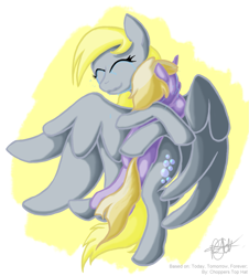 Size: 1197x1325 | Tagged: source needed, safe, artist:ro obsidian solitaire, derpy hooves, dinky hooves, pegasus, pony, crying, female, hug, mare, signature