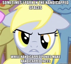 Size: 400x358 | Tagged: safe, artist:ichijoe, derpy hooves, pegasus, pony, bust, caption, denis leary, female, floppy ears, image macro, looking at you, mare, meme, portrait, the asshole song