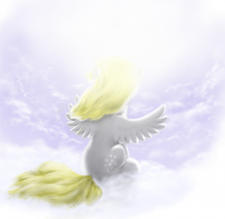 Size: 1000x970 | Tagged: safe, artist:grayma1k, derpy hooves, pegasus, pony, cloud, cloudy, epic derpy, female, mare, solo