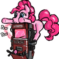 Size: 800x800 | Tagged: safe, derpibooru import, pinkie pie, earth pony, pony, dispenser, pew pew, team fortress 2, tf2 spray