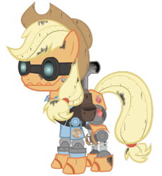 Size: 900x977 | Tagged: safe, artist:avastindy, derpibooru import, applejack, earth pony, pony, robot, robot pony, engineer, mare vs machine, simple background, solo, team fortress 2, transparent background