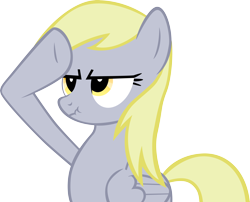 Size: 4576x3704 | Tagged: safe, artist:sircinnamon, edit, derpy hooves, pegasus, pony, female, mare, rainbow dash salutes, recolor, salute, scrunchy face, simple background, transparent background, underp, vector