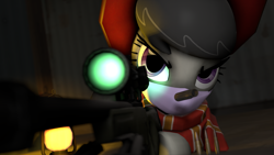 Size: 1920x1080 | Tagged: safe, artist:thom330, octavia melody, earth pony, pony, 3d, awp, bullet, female, gun, hooves, mare, optical sight, rifle, sniper, sniper rifle, solo, source filmmaker, team fortress 2, weapon