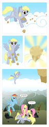 Size: 900x2336 | Tagged: safe, artist:areyesram, derpy hooves, fluttershy, rainbow dash, pegasus, pony, comic, female, ice age, mare, parody