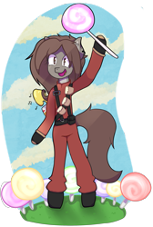 Size: 1945x2900 | Tagged: safe, artist:darkpinkmonster, oc, oc only, candy, crossover, do you believe in magic?, food, lollipop, meet the pyro, parody, pyro, pyroland, solo, team fortress 2