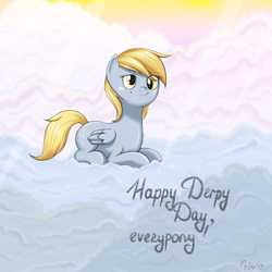 Size: 1000x1000 | Tagged: safe, artist:lisaorise, derpy hooves, pegasus, pony, cloud, cloudy, female, mare, solo