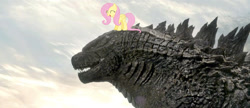 Size: 1342x579 | Tagged: safe, artist:sonichedgehog2, fluttershy, kaiju, pegasus, pony, crossover, godzilla, godzilla (series), godzilla 2014, godzillashy, macro