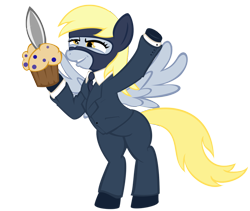 Size: 700x590 | Tagged: safe, artist:stylus, derpy hooves, pegasus, pony, derpy spy, female, knife, mare, muffin, muffin knife, simple background, spy, team fortress 2, transparent background, tumblr, vector