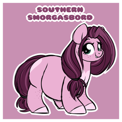 Size: 2100x2100 | Tagged: safe, artist:mulberrytarthorse, oc, oc only, oc:southern smorgasbord, pony, chubby, fat, female, mare, solo