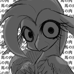 Size: 5000x5000 | Tagged: safe, artist:zemlya, silverstream, hippogriff, bust, creepy, creepypasta, creepystream, dark, disturbed, disturbing, female, grayscale, horror, implied cannibalism, japan, japanese, looking at you, monochrome, nightmare, nightmare fuel, scary, simple background, solo, terror, translation request, white background, yandere, yanderestream