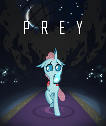 Size: 809x960 | Tagged: safe, artist:icekatze, ocellus, changedling, changeling, cute, diaocelles, fanfic, fanfic art, fanfic cover, female, horror, kkat, lantern, prey (video game), solo