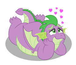 Size: 1600x1357 | Tagged: safe, artist:aleximusprime, spike, dragon, molt down, chubby, fat, fat spike, heart, older, simple background, solo, transparent background, winged spike