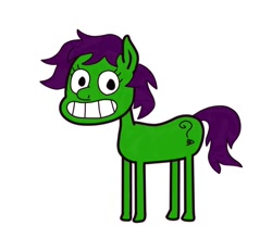 Size: 800x700 | Tagged: safe, oc, oc:anon filly, calarts, cursed image, female, filly, grinning potato, horror, meme, solo, thin-line style, what has science done, why