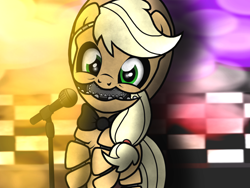 Size: 2048x1536 | Tagged: safe, artist:prismaticstars, derpibooru import, applejack, earth pony, pony, applefreddy, applefreddy fazjack's pizzeria, crossover, five nights at aj's, five nights at freddy's, horror, solo