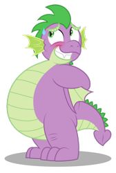 Size: 1024x1528 | Tagged: safe, artist:aleximusprime, spike, dragon, adult, adult spike, bashful, blushing, chubby, cute, fat, fat spike, older, older spike, plump, shy, simple background, solo, sweat, transparent background, winged spike